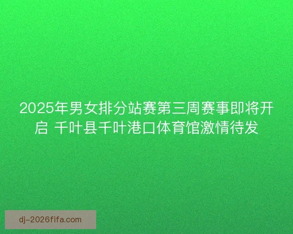 2025年男女排分站赛第三周赛事即将开启 千叶县千叶港口体育馆激情待发